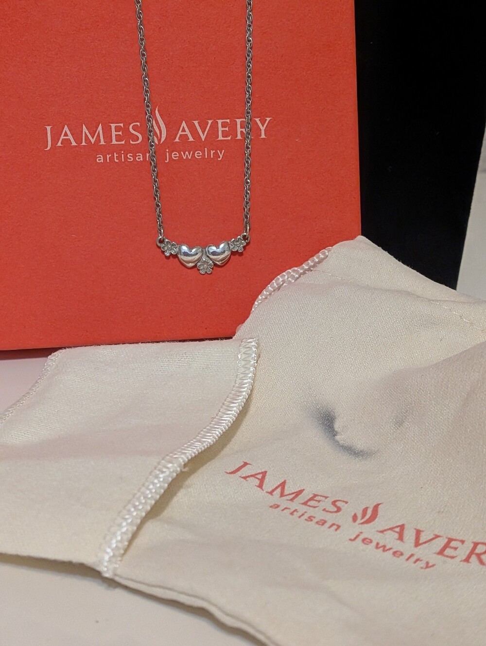 James Avery Retired Sterling Hearts And Flowers Twisted Chain Necklace